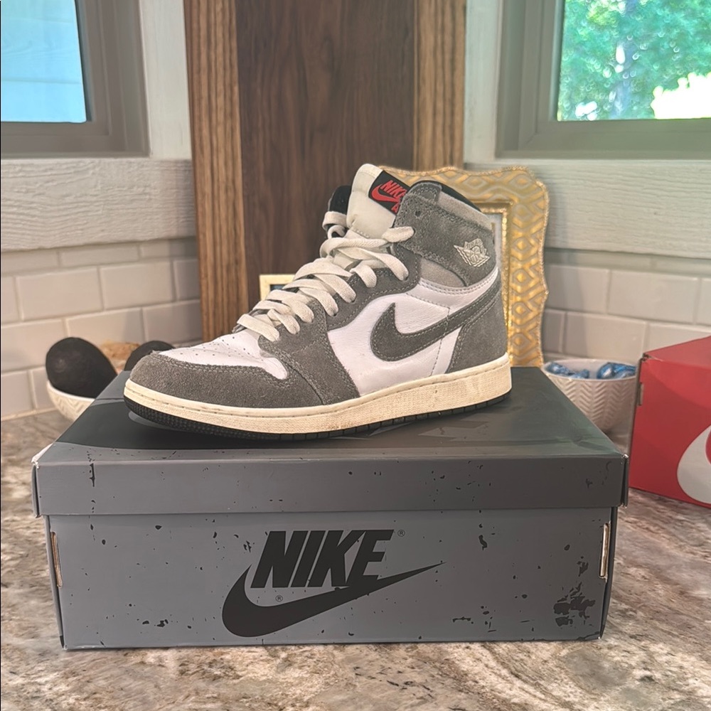 Nike Gray and White High-Top Sneakers
